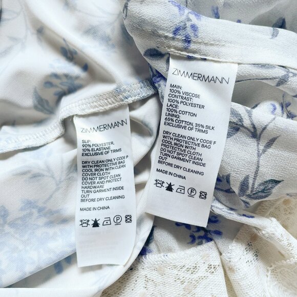 Zimmermann Moncur Floral Print Lace Trim Dress In White Zimmermann 0 US 4 - Picture 7 of 13